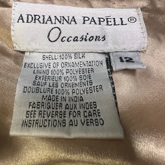 Adrianna Pappel Occasions Gold Sequined Beaded Silk Top Cowl Neck Size 12 - Picture 5 of 5